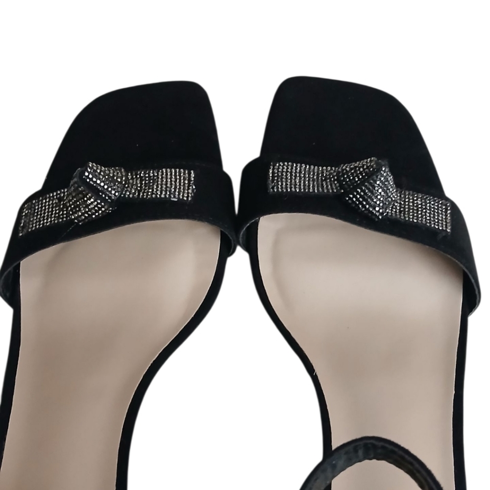 Jones New York | Earlossi Black Metallic Crystal Embellished Heel Sandals Size 9 - Picture 8 of 11